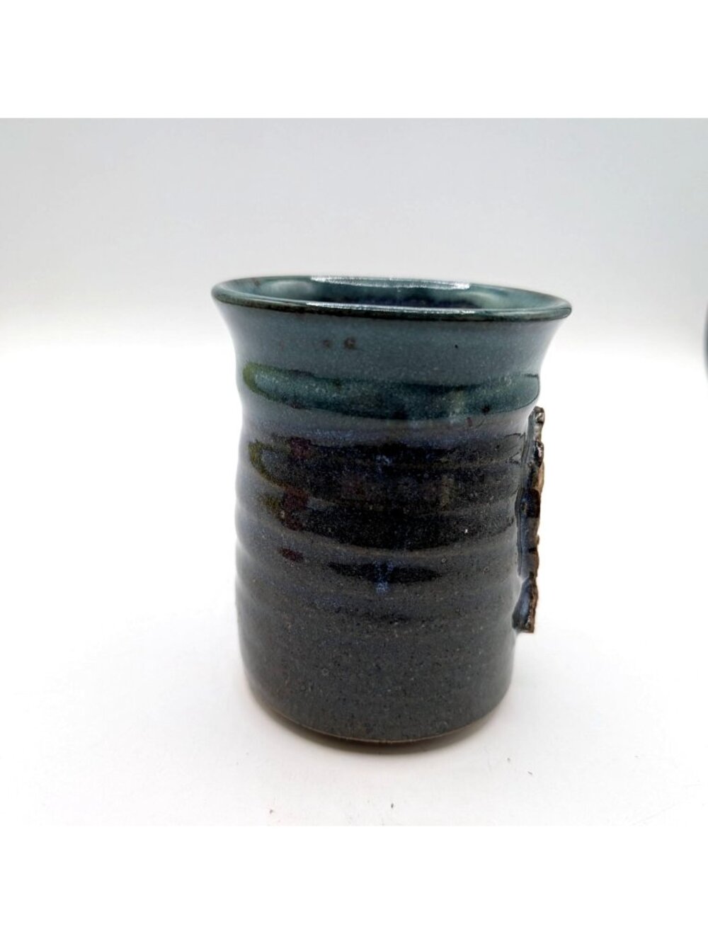 Handmade Pottery Mug W 3D Mermaid Design Blue & Brown Artist Signed - Picture 11 of 11